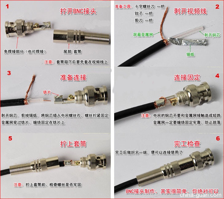 最详细的bnc接头接法图解