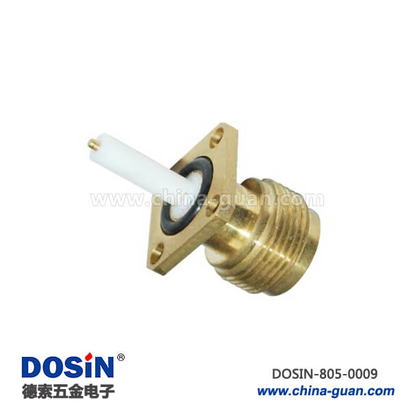 N同轴连接器镀金4孔方形法兰直式母头穿墙延长面板安装 N同轴连接器镀金4孔方形法兰直式母头穿墙延长面板安装