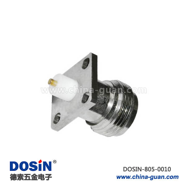 n型射频连接器直式母头4孔方形法兰盘面板安装 n型射频连接器直式母头4孔方形法兰盘面板安装