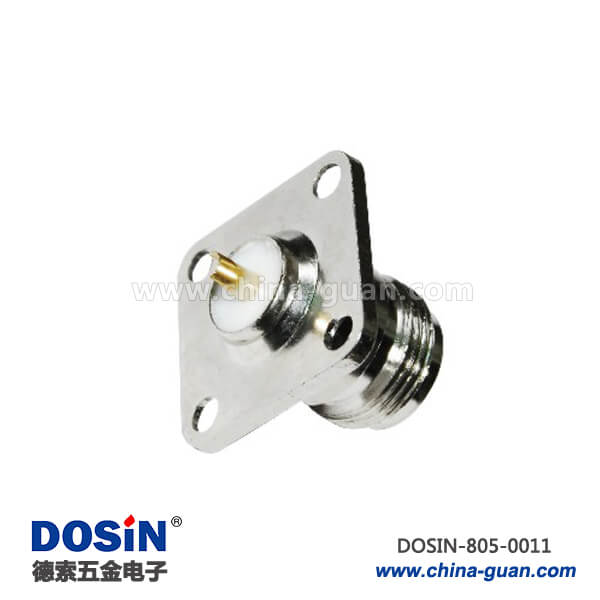 射频同轴连接器n 4孔方形法兰盘直式母头面板安装 射频同轴连接器n 4孔方形法兰盘直式母头面板安装