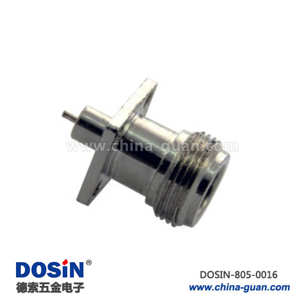 pcb射频连接器n型同轴连接器直式4孔方形法兰面板安装 pcb射频连接器n型同轴连接器直式4孔方形法兰面板安装