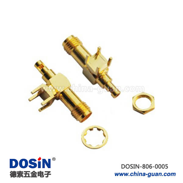 射频连接器 sma穿墙弯式母头PCB电路板同轴线缆 射频连接器 sma穿墙弯式母头PCB电路板同轴线缆