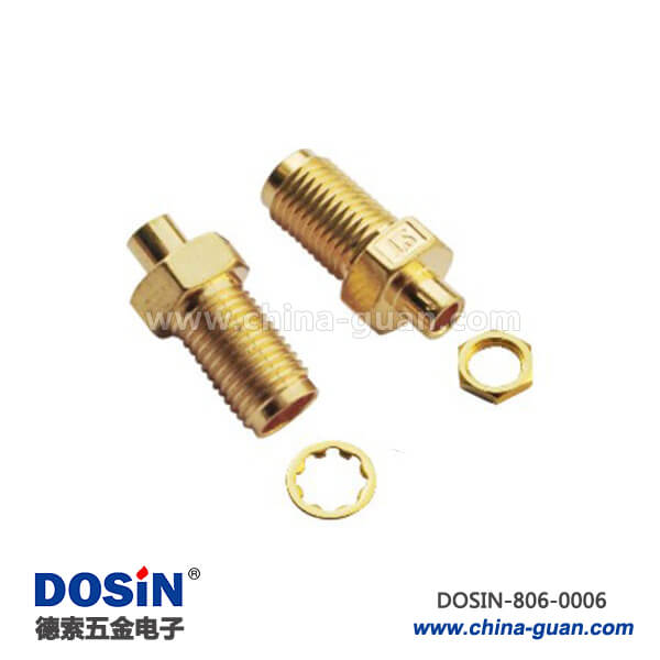 sma同轴连接器直式穿墙焊接镀金同轴线缆 sma同轴连接器直式穿墙焊接镀金同轴线缆