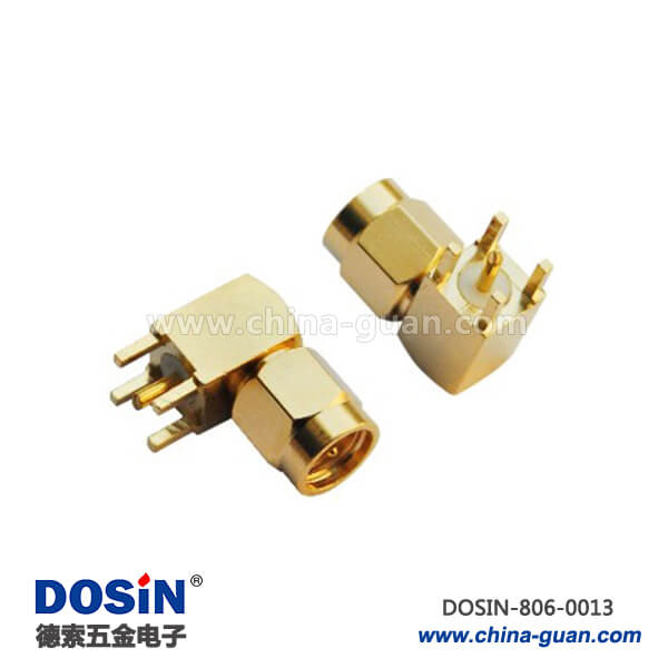 sma系列射频同轴连接器弯式公头PCB板端 sma系列射频同轴连接器弯式公头PCB板端