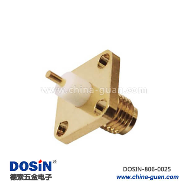 连接器sma 4孔方形法兰射频同轴直式母头面板安装插座板端 连接器sma 4孔方形法兰射频同轴直式母头面板安装插座板端