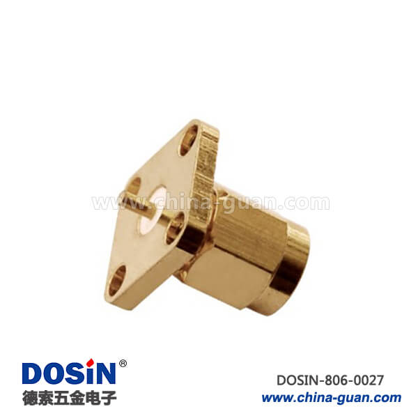 板端连接器母头直式法兰盘4孔焊接面板安装sma板端 板端连接器母头直式法兰盘4孔焊接面板安装sma板端