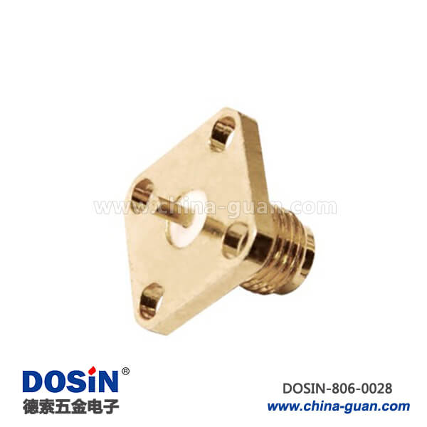 深圳同轴连接器直式母头4孔方形法兰盘焊接面板安装sma 深圳同轴连接器直式母头4孔方形法兰盘焊接面板安装sma