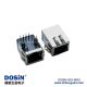 90度超薄型RJ45连接器插座带EMI弹片带LED灯