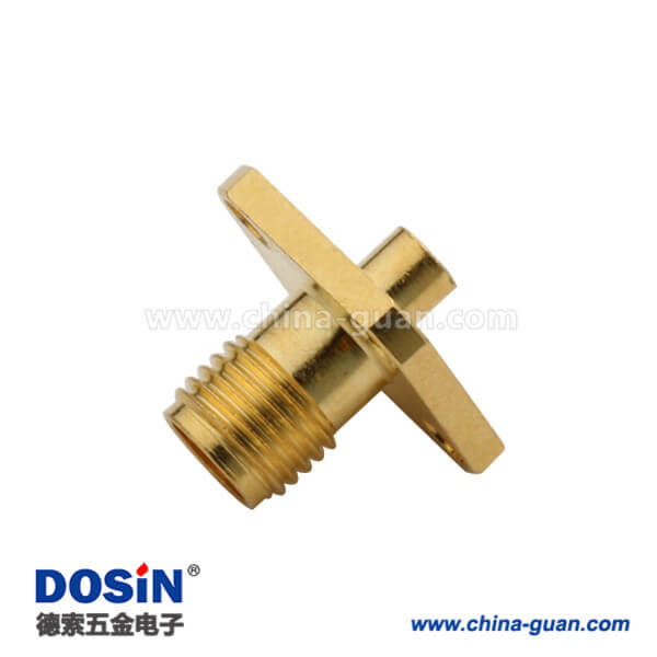 DOSIN-806-1004 sma 连接器 母头4孔方形法兰座 同轴线缆UT141
