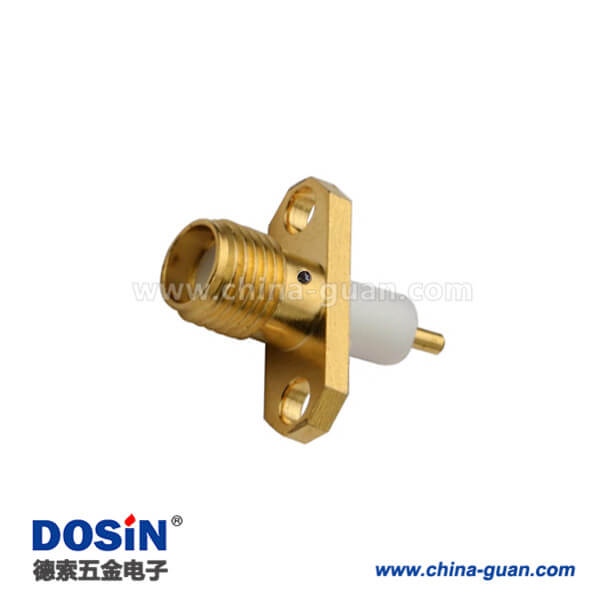 DOSIN-806-1031 SMA母头板端法兰盘2孔射频同轴连接器直式延长铁氟龙面板安装