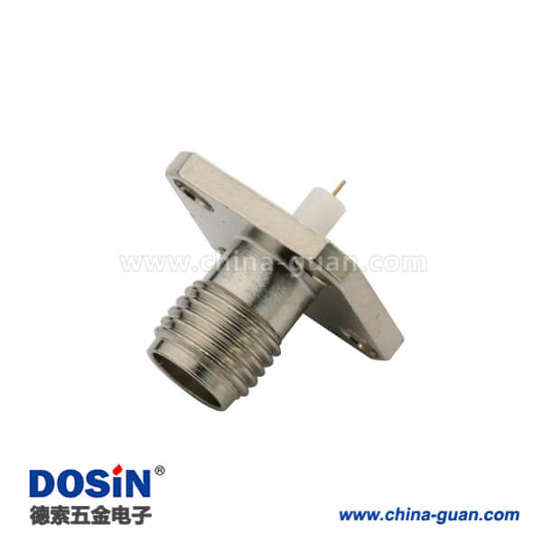 DOSIN-806-1037 SMA铁氟龙法兰盘4孔直式母头面板安装音视频连接器