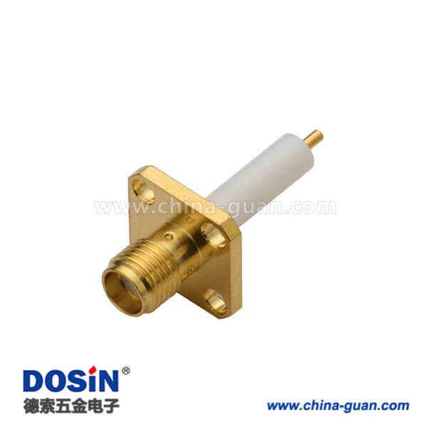 DOSIN-806-1041 sma法兰盘4孔直式母头延长铁氟龙面板安装板端计算机视频线接头