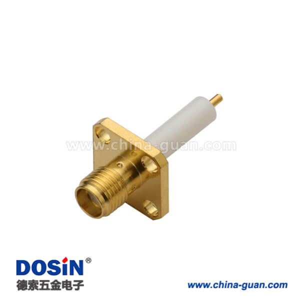 DOSIN-806-1047 SMA4孔法兰直式母头延长铁氟龙面板安装连接器