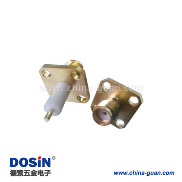 DOSIN-806-1048 SMA直式母头方形法兰延长铁氟龙面板安装接头