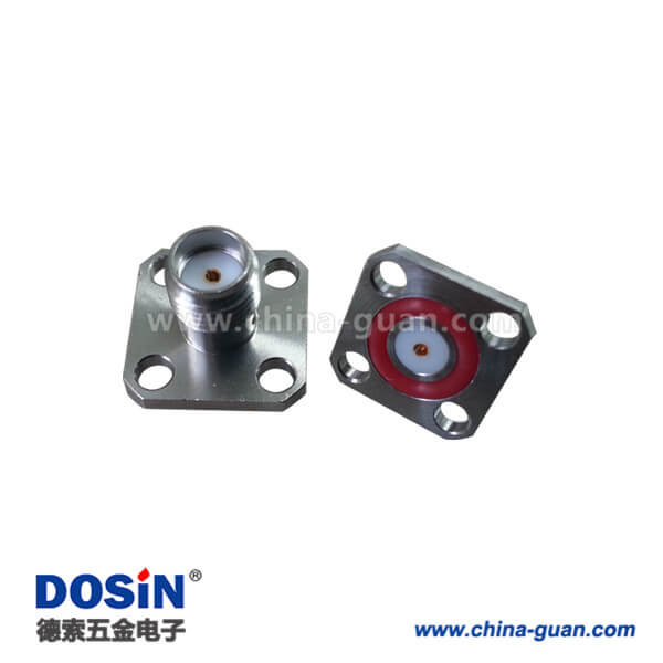 DOSIN-806-1049 SMA防水连接器树脂灌胶四孔法兰盘直式母头面板安装有线电视头