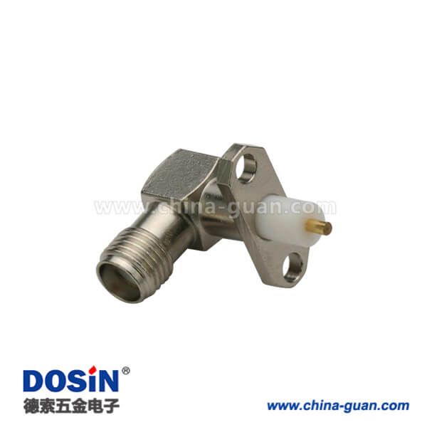 DOSIN-806-1058 SMA2孔法兰弯式母头铁氟龙射频同轴连接器