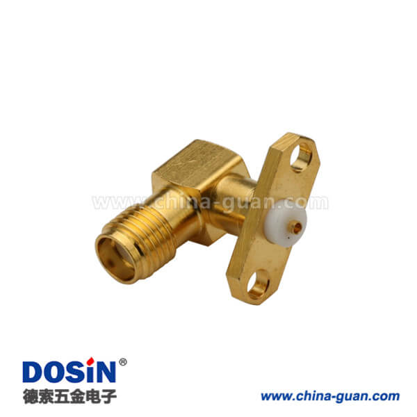 DOSIN-806-1060 SMA接头弯式两孔法兰面板安装镀金母头