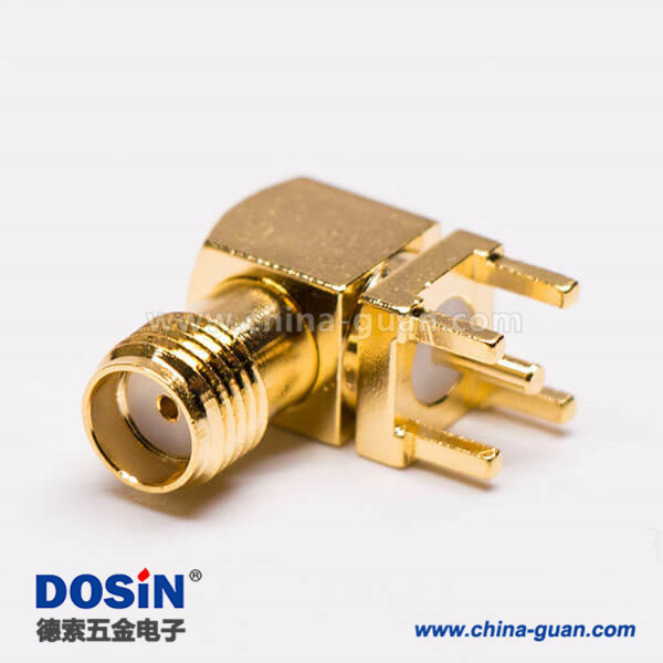 DOSIN-123-Q Model SMA母接头90度板端PCB板穿孔式插座
