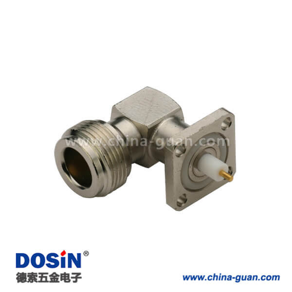 DOSIN-805-1045 n头射频同轴连接器母头带法兰方板电视接头弯式