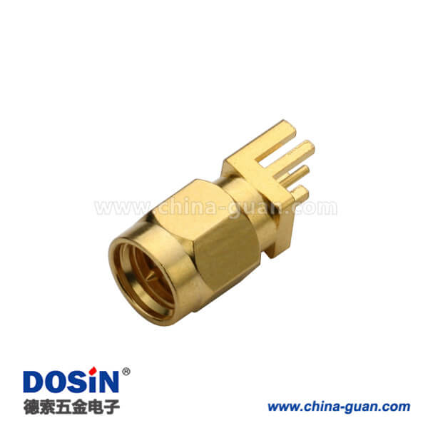 DOSIN-806-1070 SMA板缘卡板式公头180度插头镀金接PCB板