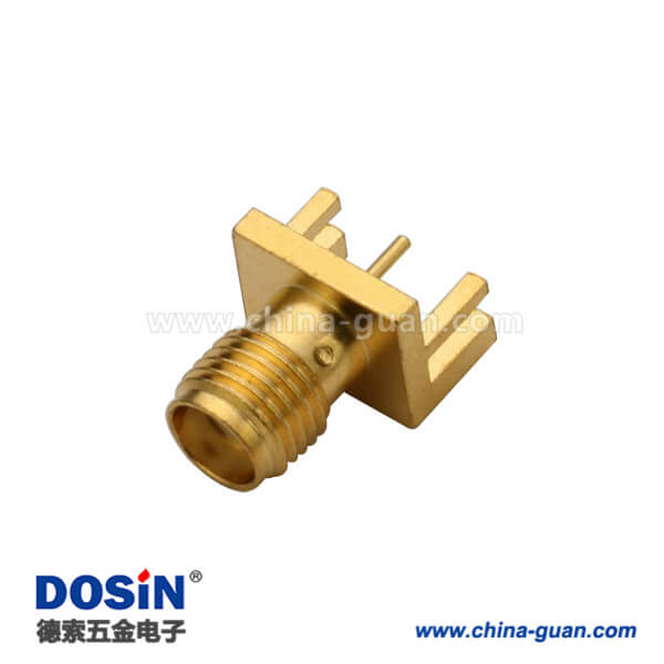 DOSIN-806-1073 SMA卡板式母头插座镀金180度直式PCB插头
