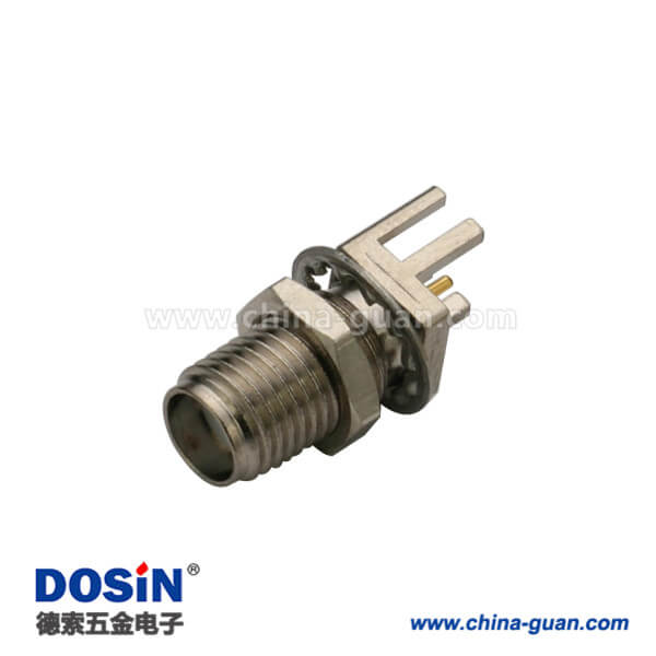DOSIN-806-1074 SMA前锁穿墙面板安装母座接头插座pcb板缘表贴式