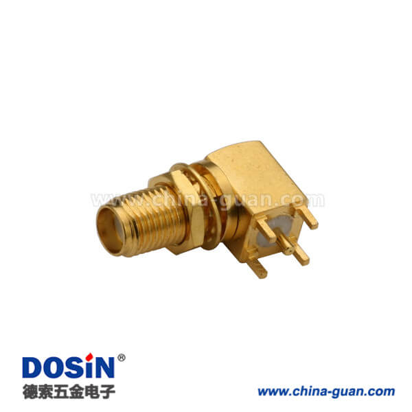 DOSIN-806-1081 SMA弯式穿墙式母头连接器SMApcb接板板连接器