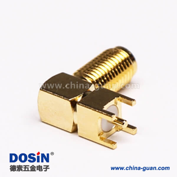 11-1 SMA直角弯头RF连接器镀金母头插PCB板