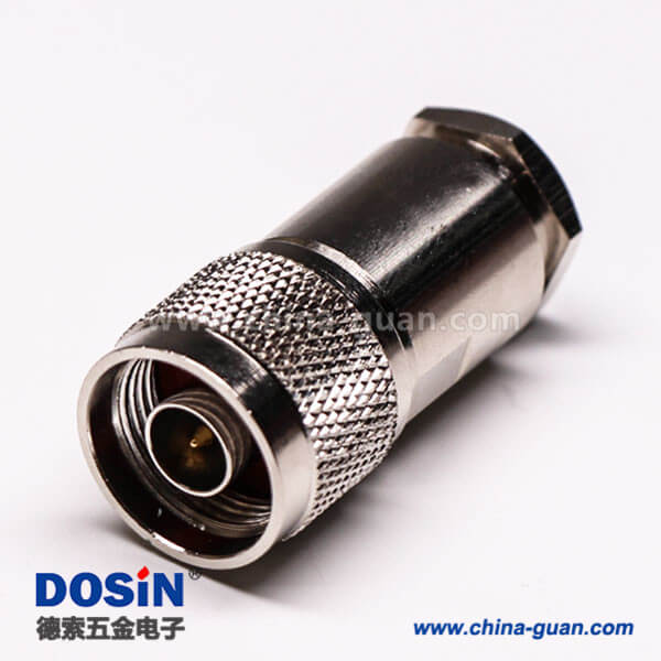 2 N型射频连接器直式公头螺母锁紧接线