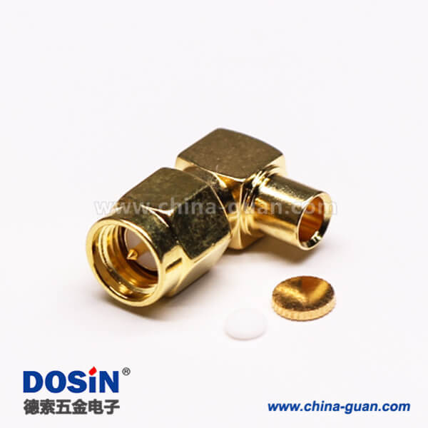 6 SMA线焊接公头公针弯头镀金接同轴线缆