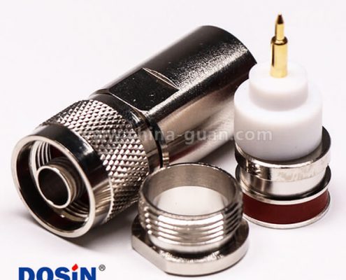 6 同轴N型接头公头180度直式螺母锁紧接线