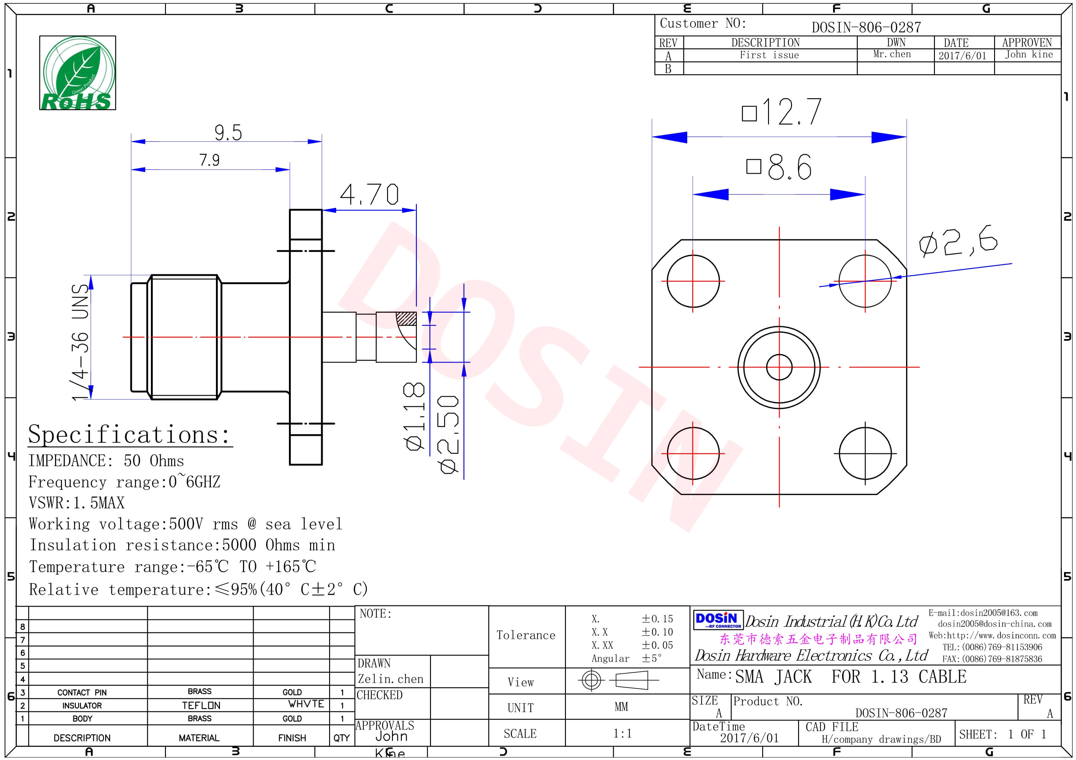 SMA-1.13线母头接线焊接直式法兰安装