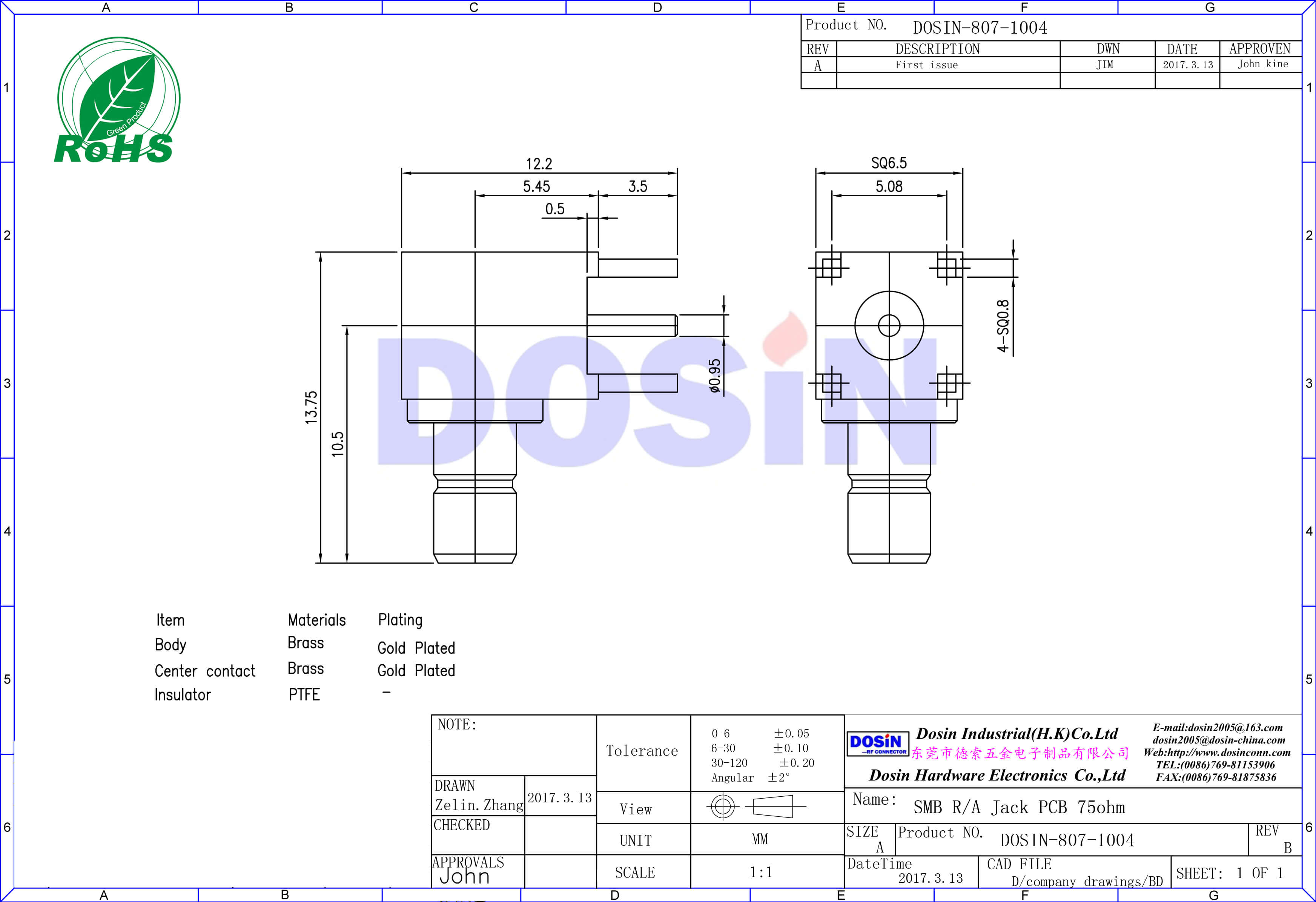 smb弯插镀金母头连接器pcb电路板
