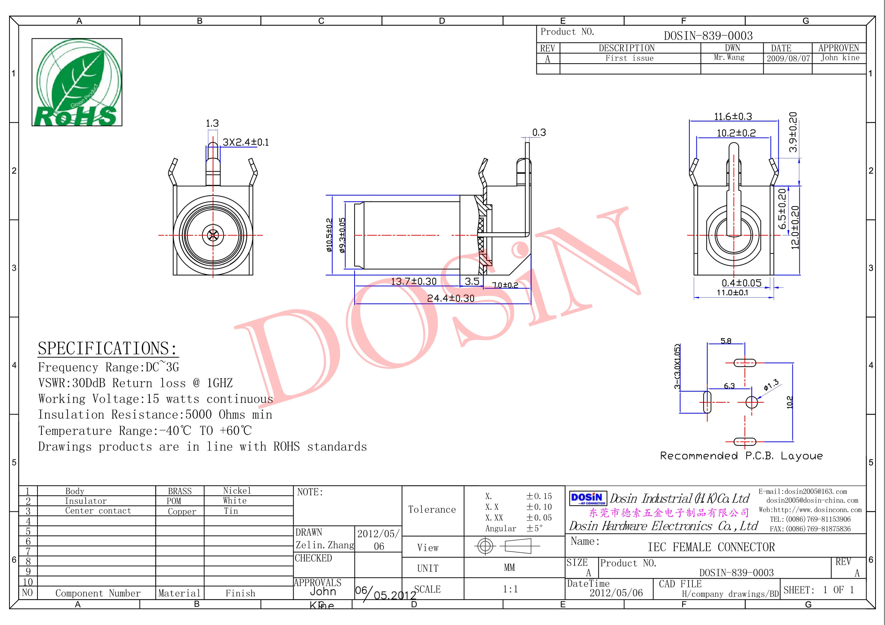 F头插座弯式螺纹连接器插孔接PCB板