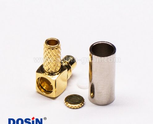 1-2 MMCX接头弯式公头镀金压接式接同轴线缆