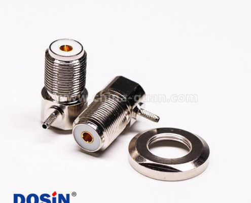 1-2 uhf接头弯式母头金针前锁穿墙板端连接器