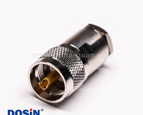 13 uhf公头连接器同轴线缆螺母锁紧滚花纹针镀金