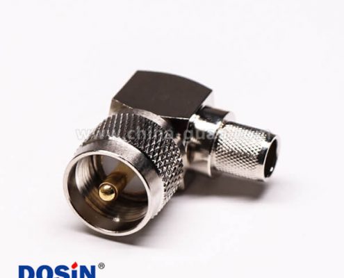 15 uhf弯式接头公头压接式金针带滚花纹接线