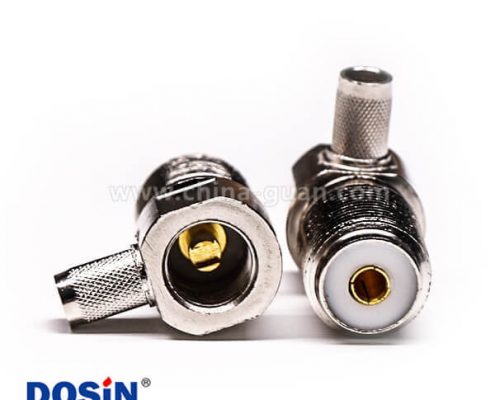 17-4 uhf 连接器前穿墙弯式压接母头接线