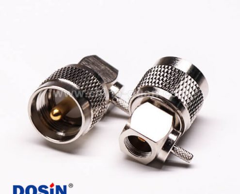 21-2 uhf公头连接器压接直角带滚花纹接线