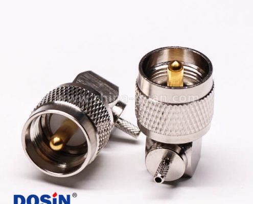 21-3 uhf公头连接器压接直角带滚花纹接线