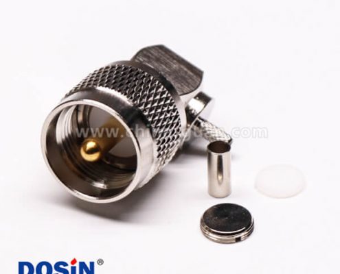 21 uhf公头连接器压接直角带滚花纹接线