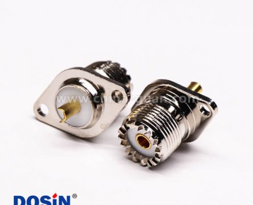 25-2 菱型连接器uhf母头焊接直式法兰安装UHF-KF