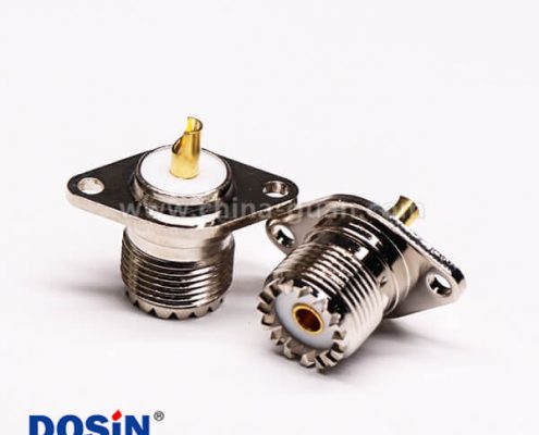 25-3 菱型连接器uhf母头焊接直式法兰安装UHF-KF