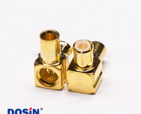3-3 MCX弯公头90度镀金同轴电缆焊接式连接器