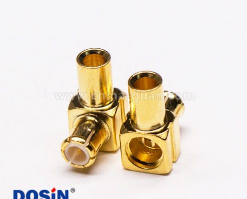 3-4 MCX弯公头90度镀金同轴电缆焊接式连接器