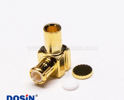 3 MCX弯公头90度镀金同轴电缆焊接式连接器
