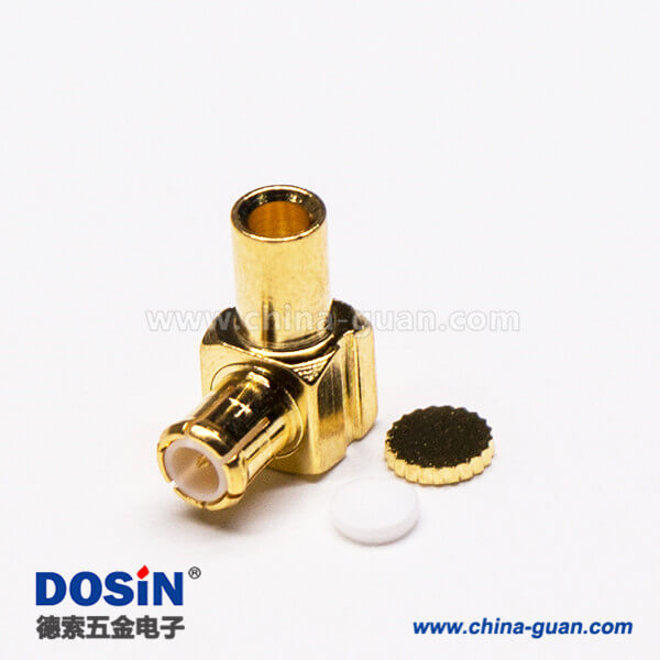 3 MCX弯公头90度镀金同轴电缆焊接式连接器