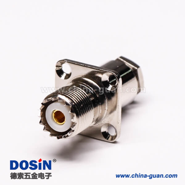 32 uhf接头母头四孔法兰螺母锁紧式板端连接器