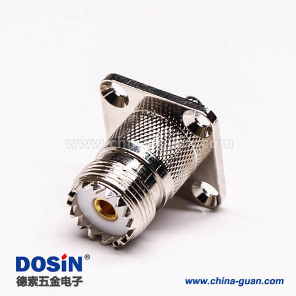 33 uhf 射频接头直式母头接板带四孔法兰